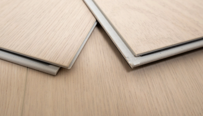 closeup of lvt flooring planks