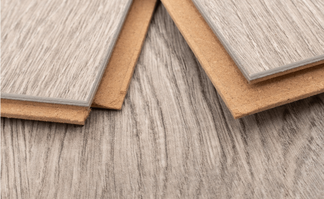 closeup of laminate flooring planks