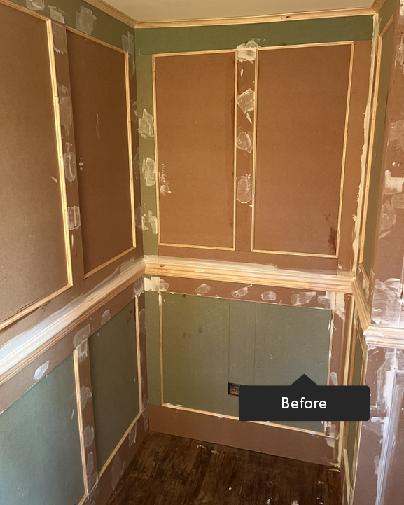 DIY wall panelling boards in a room