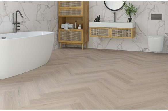 Classic Greige Herringbone Click Vinyl