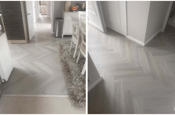 Classic Greige Herringbone Click Vinyl
