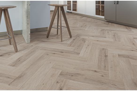 Deluxe Light Brown Herringbone Click Vinyl