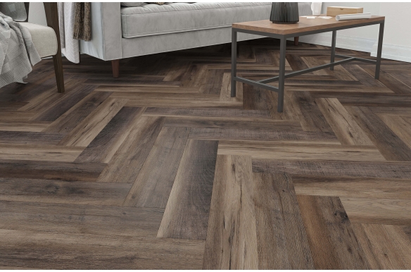 Deluxe Espresso Herringbone Click Vinyl