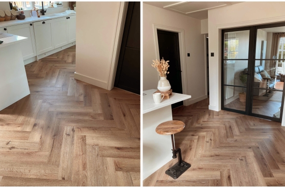 Deluxe Golden Sienna Herringbone Click Vinyl