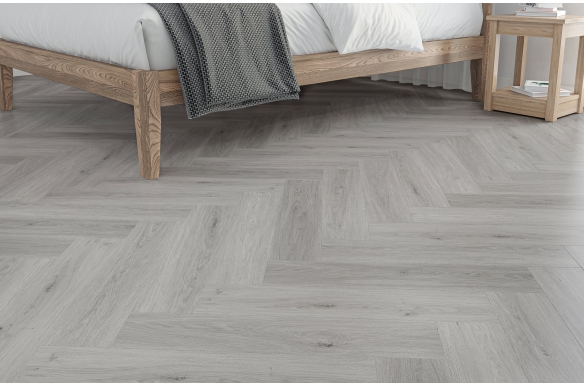 Deluxe Pewter Herringbone Click Vinyl